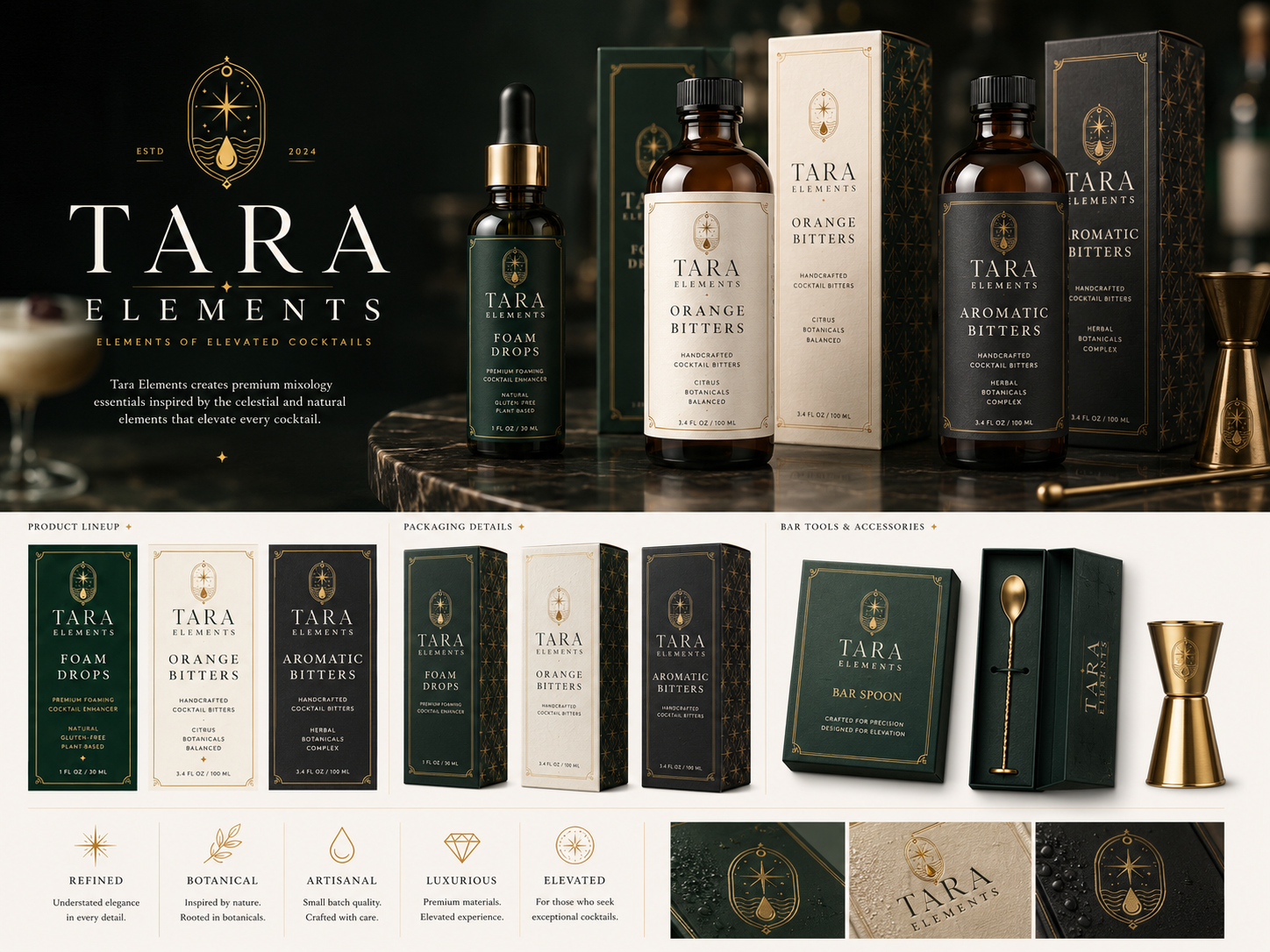 Tara Elements Foam Drops, Orange Bitters and Aromatic Bitters